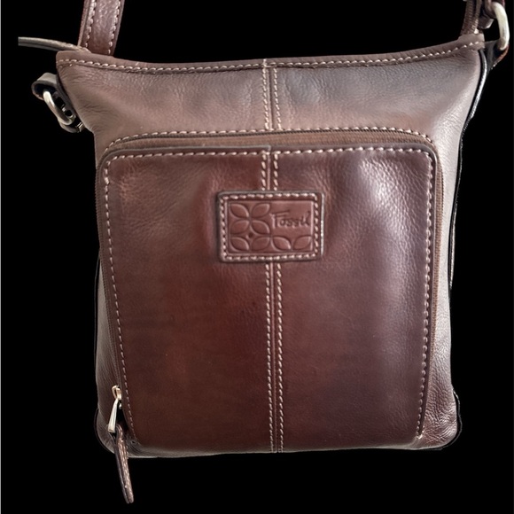 Fossil Dark Brown Pebble Grain Leather Messenger Bag - Picture 5 of 9